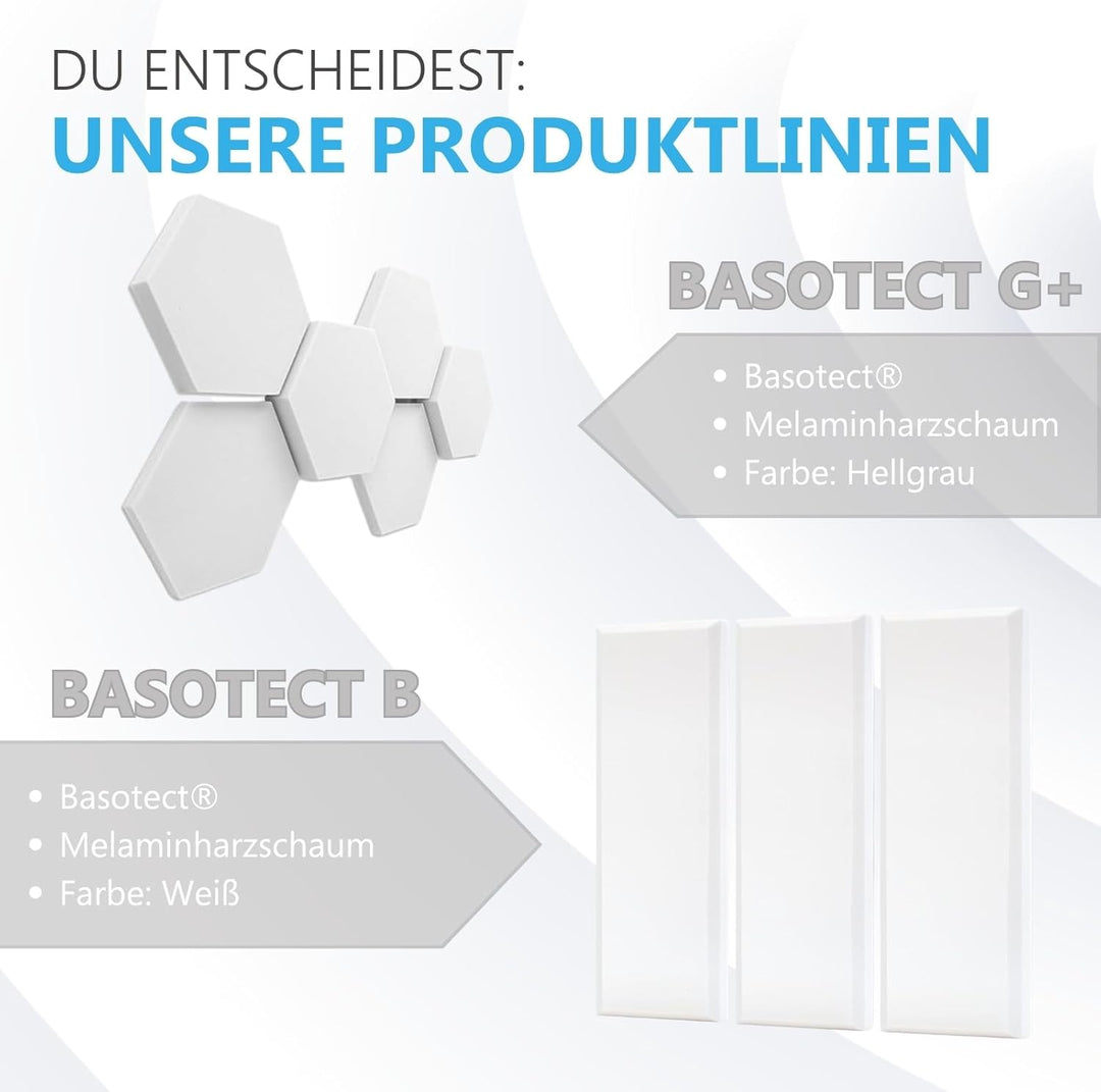 platino24 Schallabsorber aus Basotec G+ I 3D Wand-Paneele I 8 Waben aus Basotec G+ I Akustikplatten