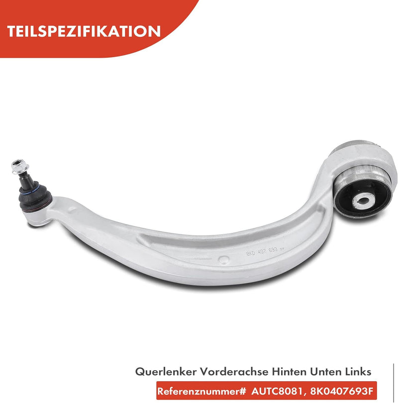 Frankberg 1x Querlenker Vorne Hinten Unten Links Kompatibel mit A4 8K2 B8 1.8L-3.2L 2007-2009 A4 All