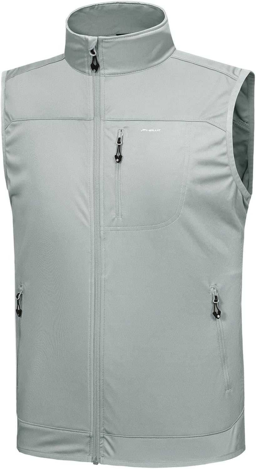 WILLIT Herren Golf Weste Leichtgewichtige Softshell-Weste Ärmellose Jacke für Wandern Laufen Causal