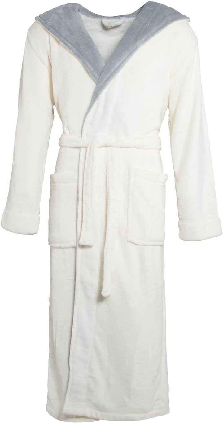 CelinaTex Texas Bademantel Kapuze XL creme weiss grau Mikrofaser Damen Herren Morgenmantel Coral Fle