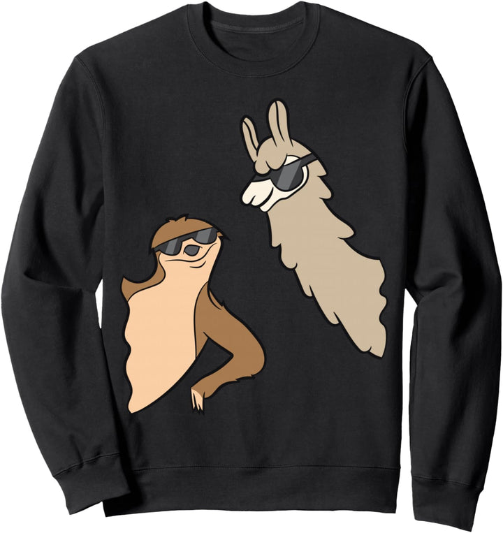 Niedliches Faultier und Lama mit Sonnenbrille. Sweatshirt