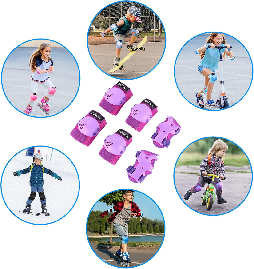 BOSONER Knieschoner Kinder Schoner Inliner Protektoren 6er Set Schützer Inliner Inline Skates Knie U