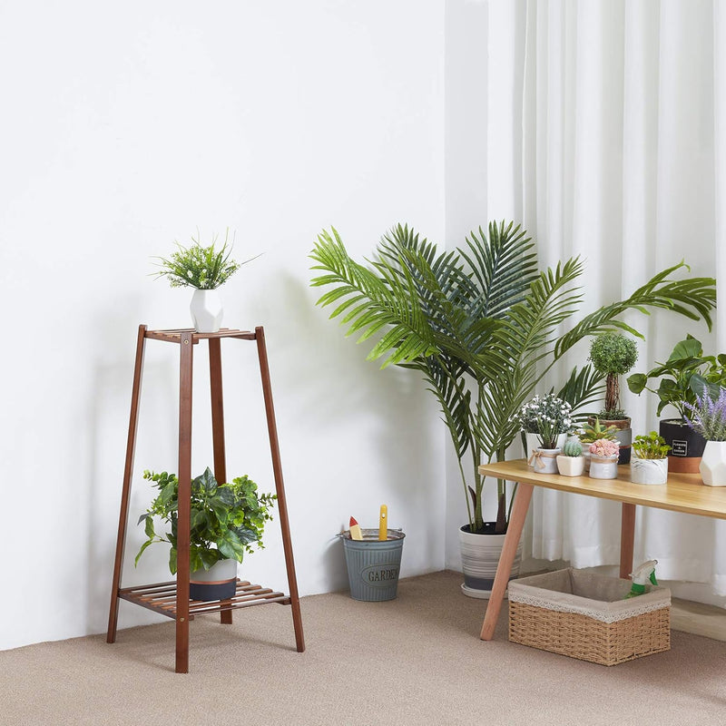 medla Pflanzenregal Bambus, 4 Ebenen, Blumenständer Garten, Pflanzentreppe für Indoor Balkon Wohzimm