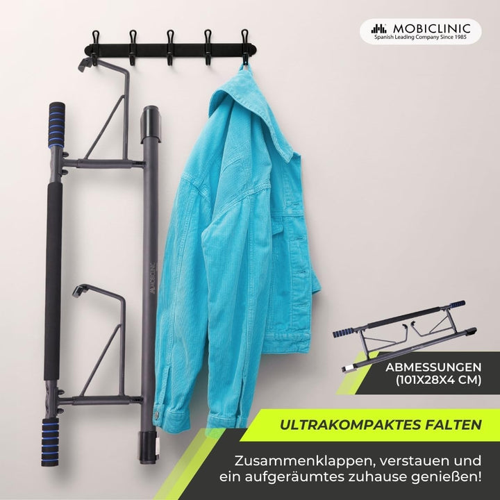 Mobiclinic® fitness, Klimmzugstange türrahmen, Werkzeuglos, K5, Max. 200 kg, Mit elastischen, Rutsch