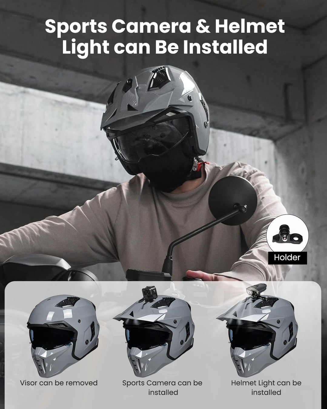 ILM Helm Integralhelm | Jethelm Motorrad Motocross Herren Damen Vintage Retro mit Visier ECE mit ans