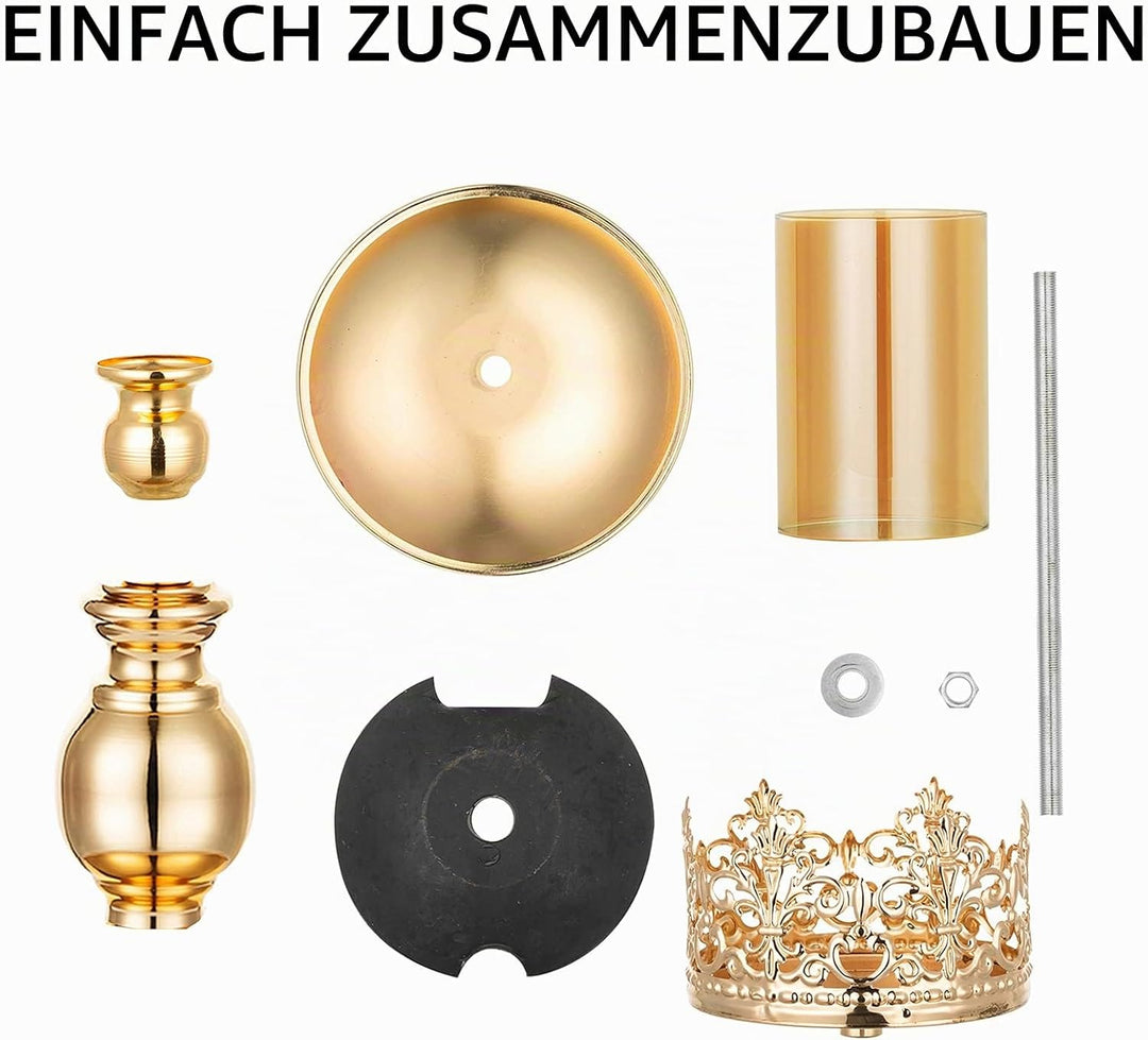 NUPTIO Säulenkerzenhalter mit Glas, 2er Set Hurricane-Kerzenhalter aus Gold Moderne Wohnkultur Gesch