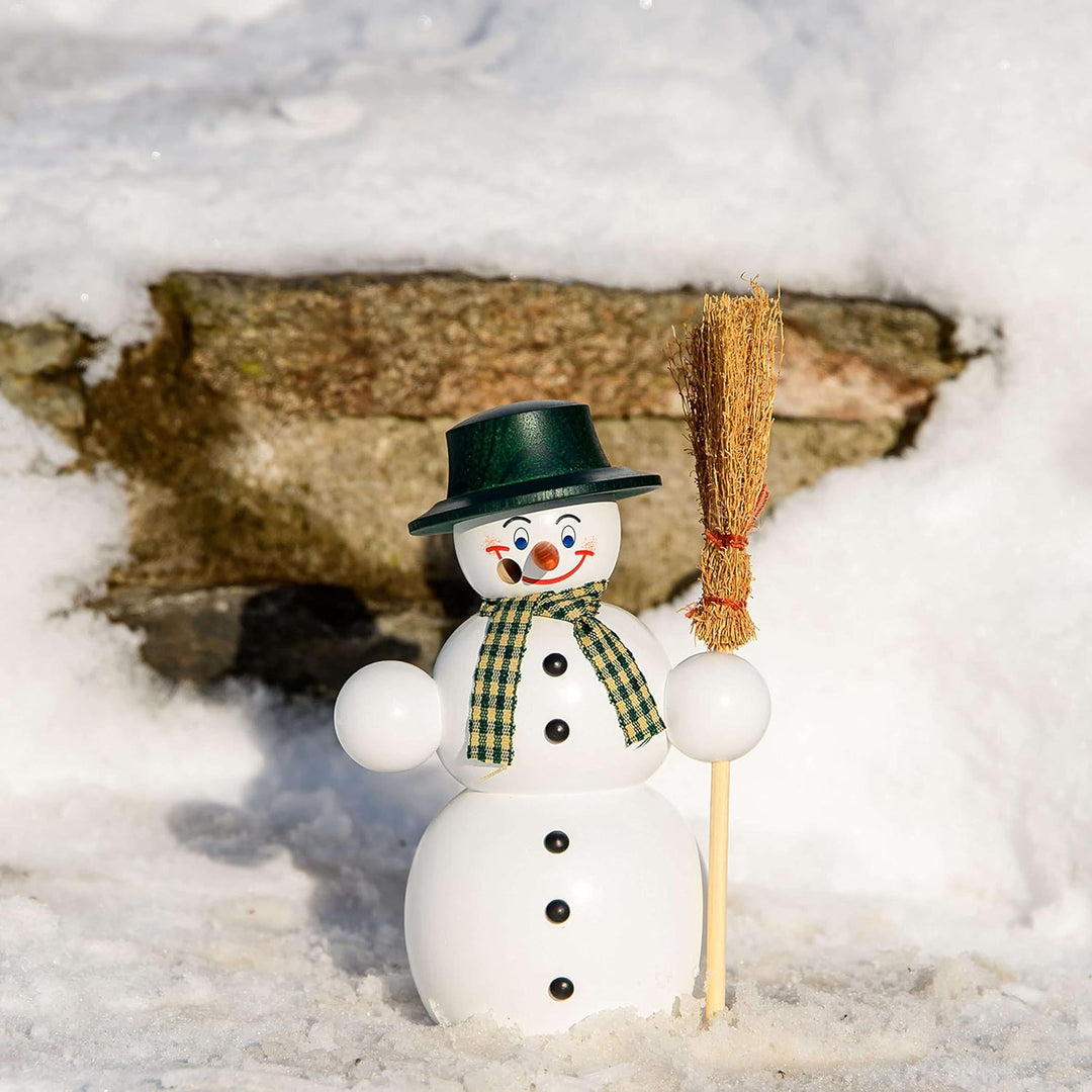 Seiffener Volkskunst | Räuchermännchen | Räucherfigur 16 cm | Schneemann | Original Erzgebirge | 122