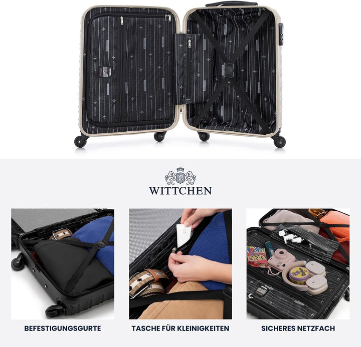 WITTCHEN Reisekoffer 3er Koffer-Set Rollkoffer Trolley Handgepäck Hartschale aus ABS mit 4 Spinner-R