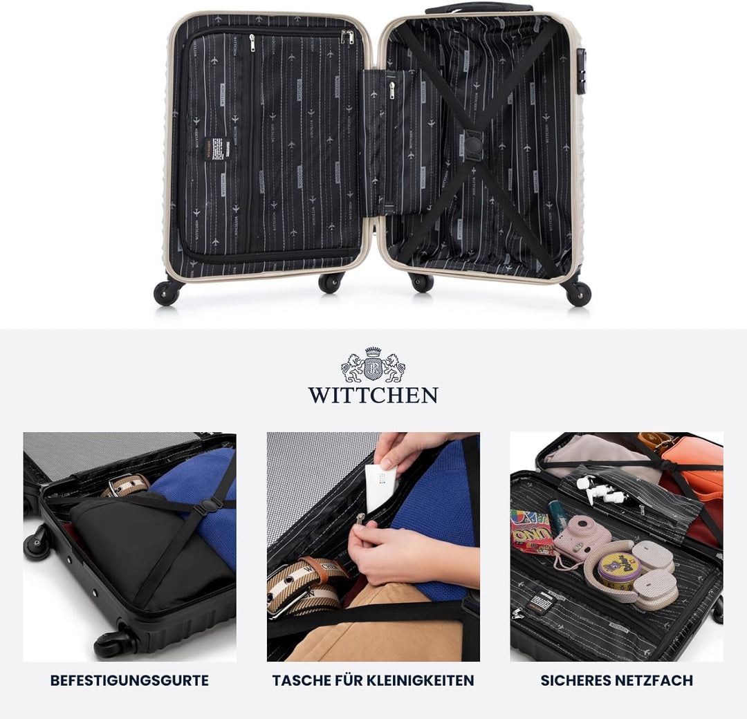 WITTCHEN Reisekoffer 3er Koffer-Set Rollkoffer Trolley Handgepäck Hartschale aus ABS mit 4 Spinner-R