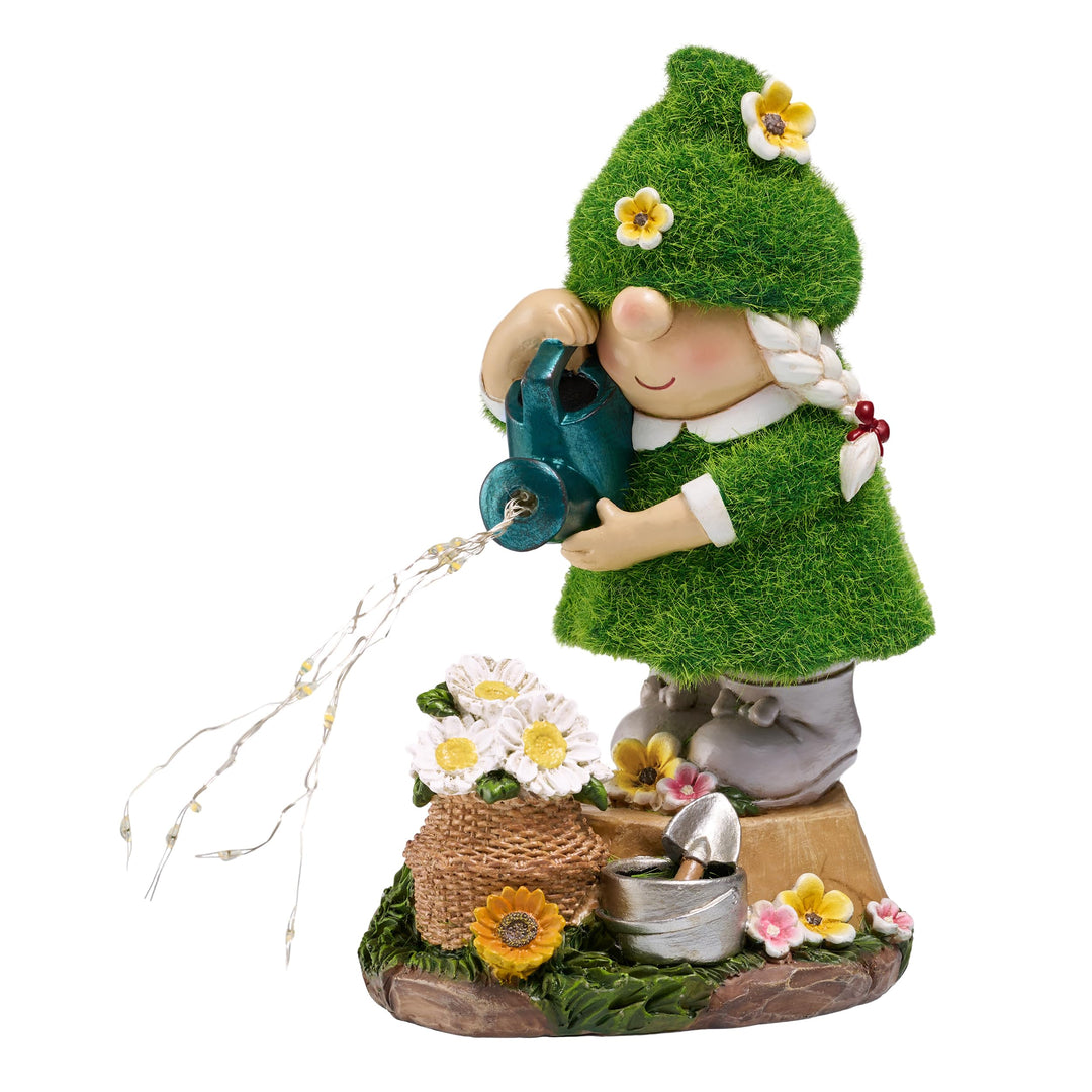 TERESA'S COLLECTIONS Gartenzwerge Gartendeko für Draussen,20cm Wetterfest Figur mit Solarleuchte,Blu