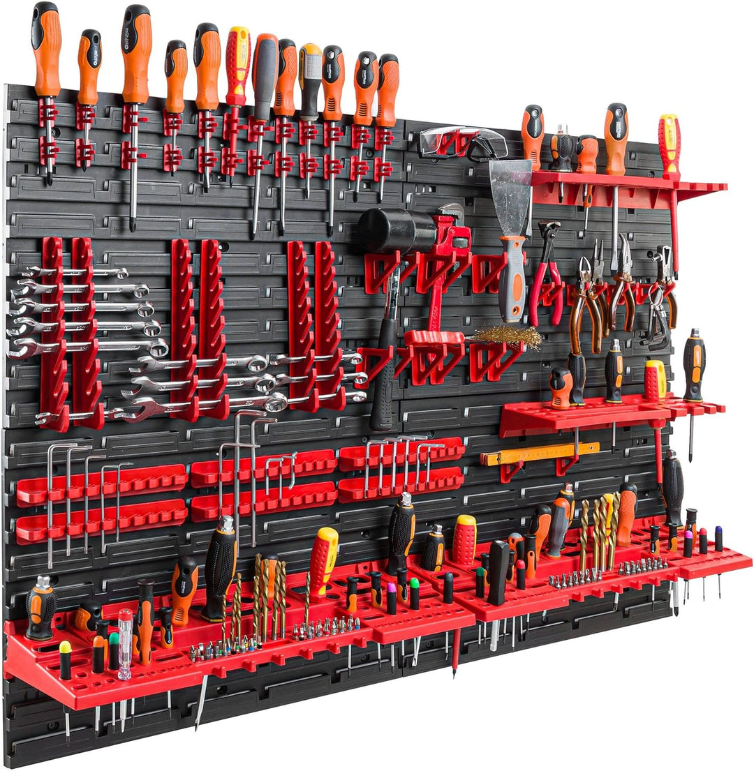 botle Werkzeugwand 115x78 cm - Set 58 Werkzeughaltern mit Lochwand Werkstattregal Kunststoff Garage