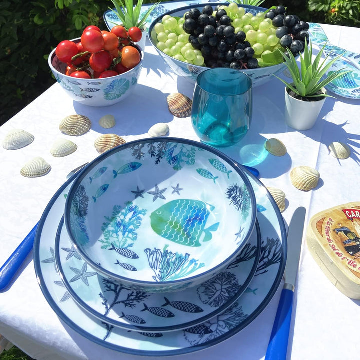 Les Jardins de la Comtesse - Suppenteller, ideal als Suppenteller oder Pasta – Melamin – Karibik – Ø