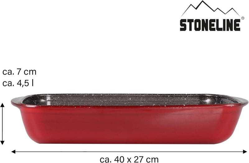 STONELINE Auflaufform 40 x 27 x 7 cm aus Borosilikatglas mit Antihaftbeschichtung, beschichtet mit e