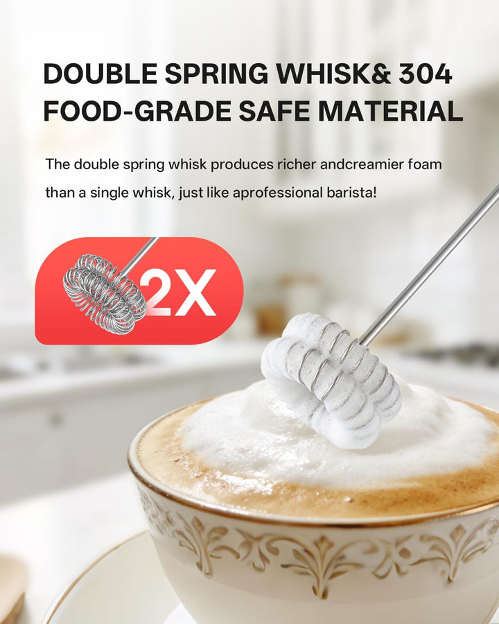 CIRCLE JOY Wiederaufladbarer Milchaufschäumer Handheld mit 2 Geschwindigkeiten, Elektrischer Kaffee-