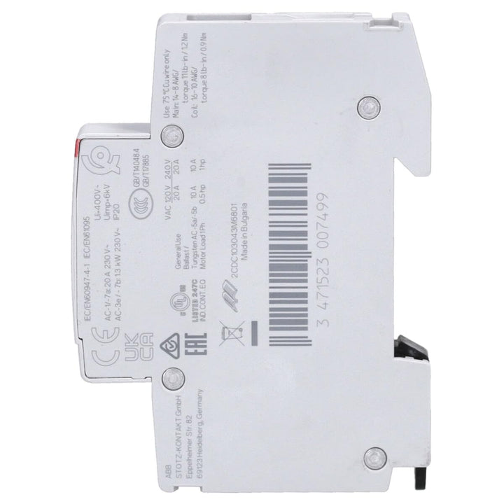 ABB Installationsschütz 20 A, 1S/1Ö, ESB20-11N-06, 230V ABB Installationsschütz, weiss