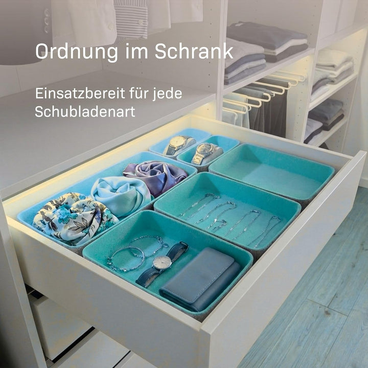 Filz Schubladen Organizer 8er Set, Aufbewahrungs- &amp; Sortierboxen, Filzboxen Ordnungssystem Büro, Bad