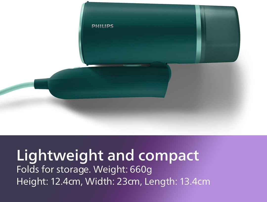 Philips Tragbarer Dampfgarer, Serie 3000-1000W, Dampf 20g/min, Abnehmbarer Wassertank 120ml, Metallp