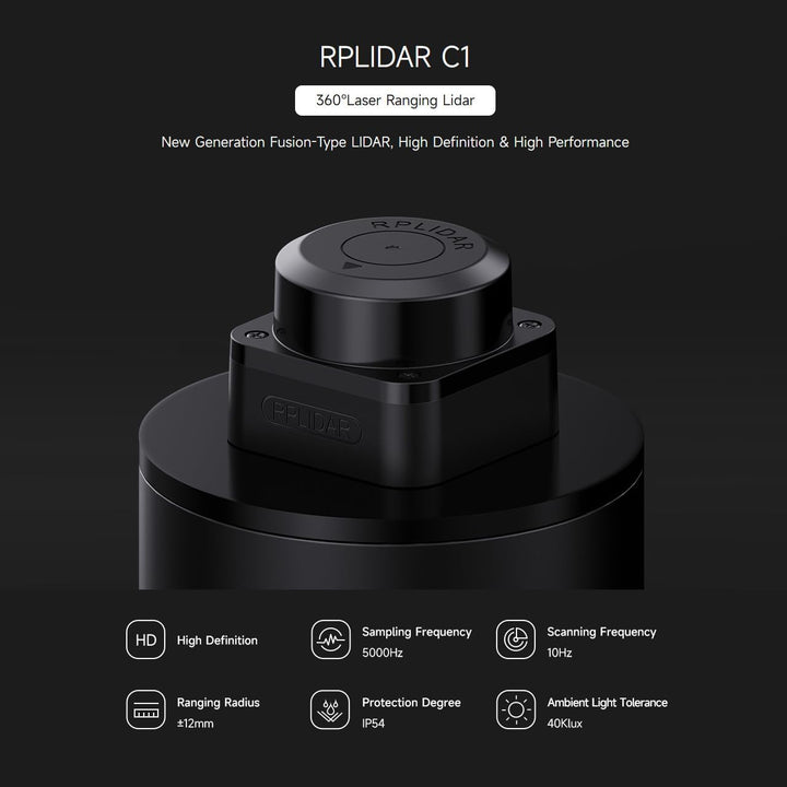 Waveshare Slamtec RPLIDAR C1 Laser Ranging Sensor, 360° Omnidirectional Lidar, Millimeter-Level High