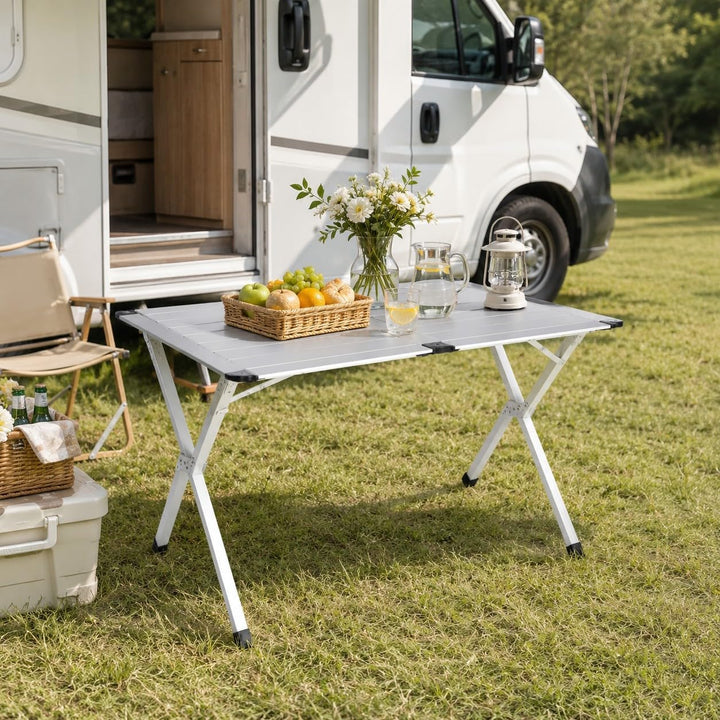 High Peak Campingtisch klappbar, 110x72cm Aluminium Picknicktisch Outdoor | Grosse Tischfläche, X-Fo