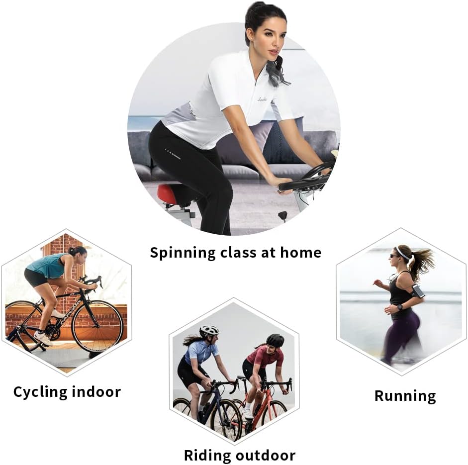 Santic Radtrikot Damen Kurzarm Fahrrad MTB Shirts Top Taschen Reissverschluss Atmungsaktiv Sommer We