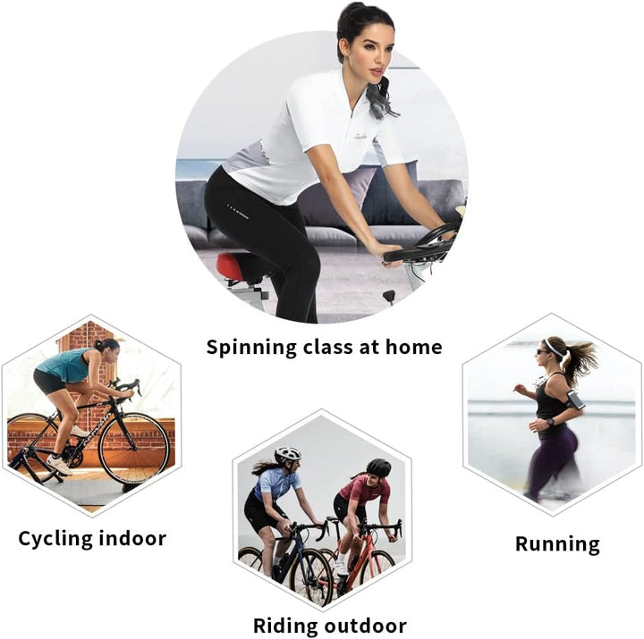 Santic Radtrikot Damen Kurzarm Fahrrad MTB Shirts Top Taschen Reissverschluss Atmungsaktiv Sommer We