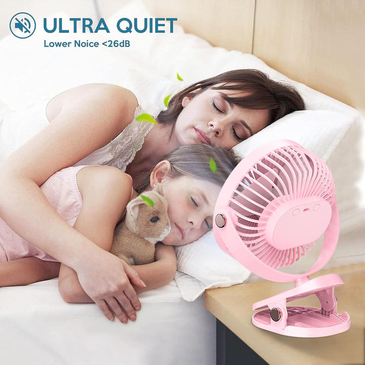 MUXIWOM Clip Ventilator Tischventilator USB Ventilator Klein, 5000mAh Akku Mini Ventilator, Kleiner