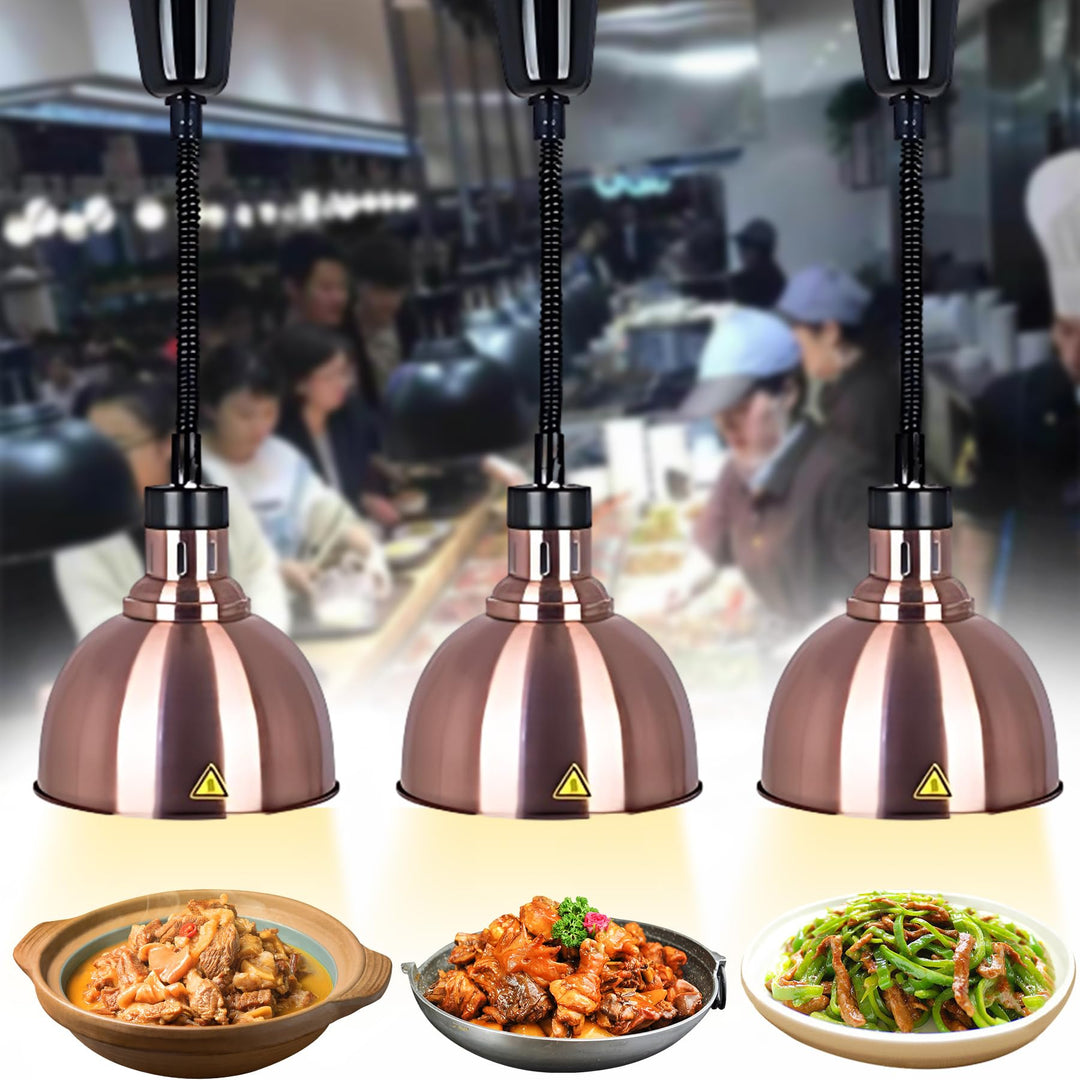 Wärmelampe Küche, 250W Hängend Wärmelampe Gastronomie für Speisen, 25cm Lebensmittel Wärmelampe für