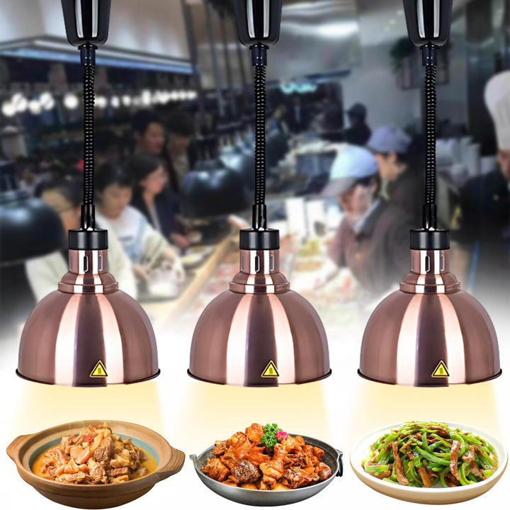 Wärmelampe Küche, 250W Hängend Wärmelampe Gastronomie für Speisen, 25cm Lebensmittel Wärmelampe für