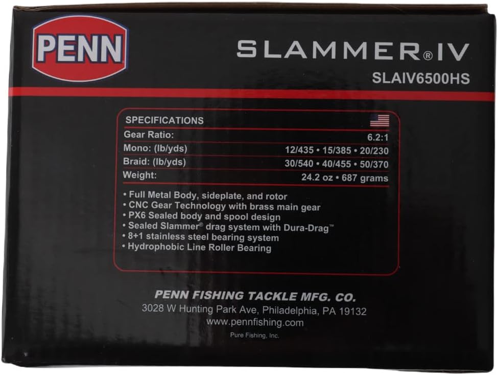 PENN Slammer IV Salzwasser-Spinnrolle – Vollmetall-, Hochleistungs-Spinn-, Jigging- oder Köderrolle