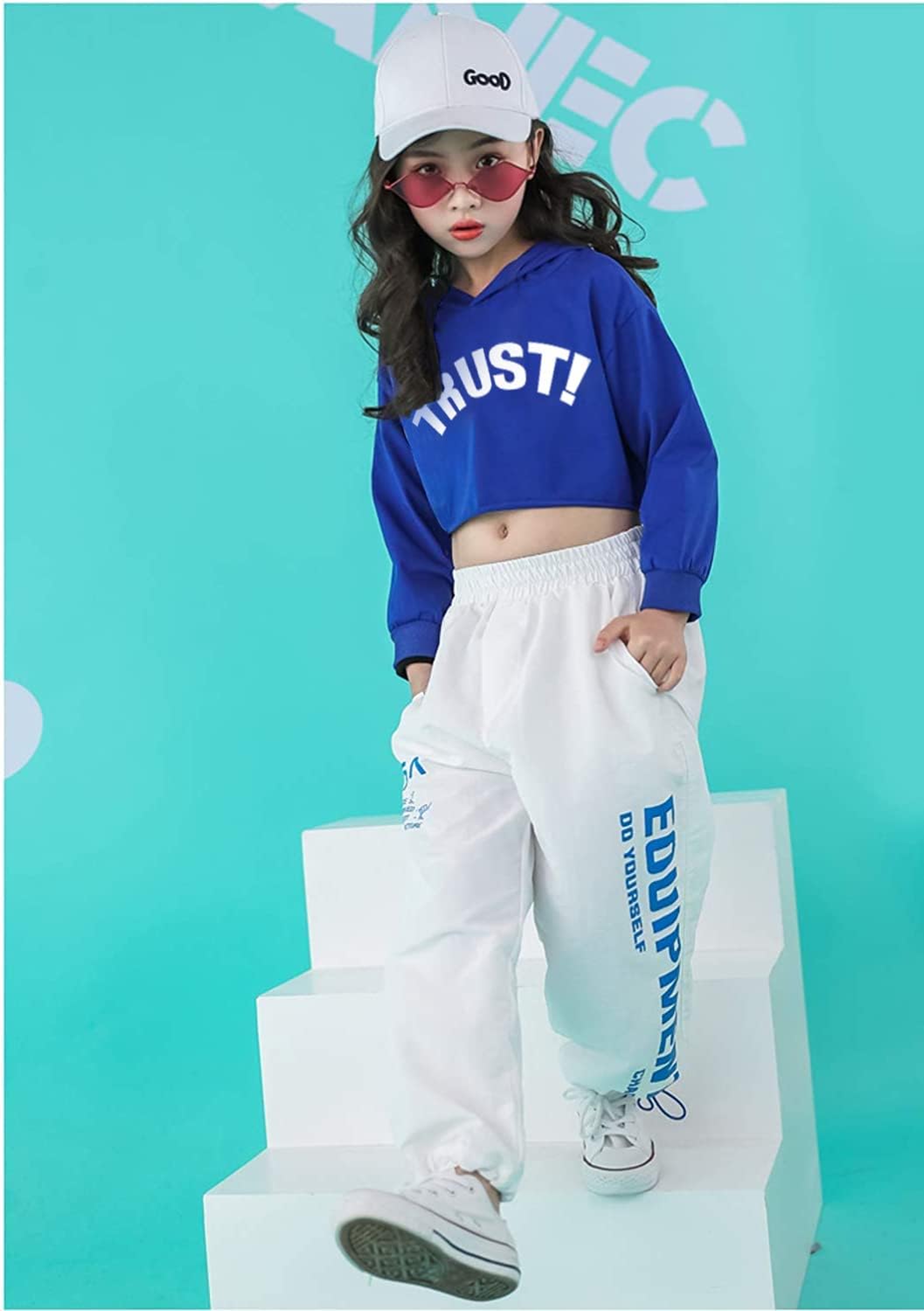 LOLANTA Mädchen Hip Hop Kleidung, Street Dance Outfit, Hoodie, Joggerhose Kinder Trainingsanzug Set,