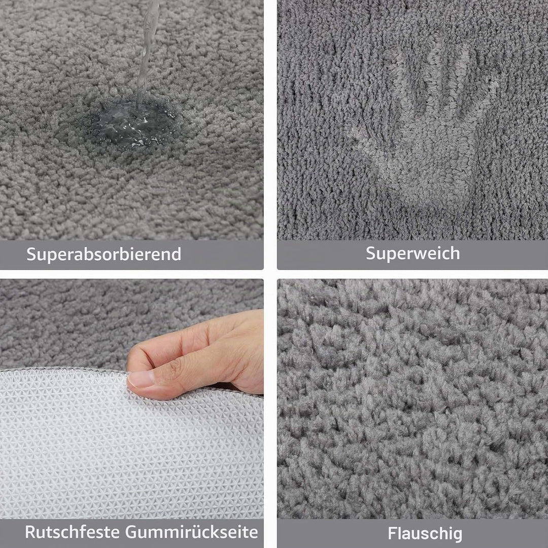 Famibay Badezimmerteppich rutschfest Badematte Waschbar Badteppich Runde 80cm Grau Weiche Badvorlege
