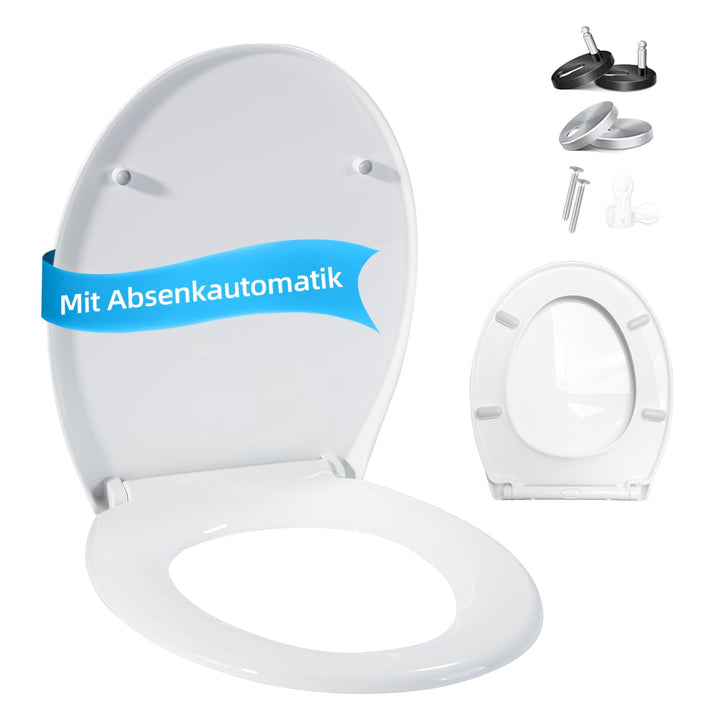 Toilettendeckel mit Absenkautomatik, WC Sitz Quick Release Funktion und Softclose Einfache Montage K