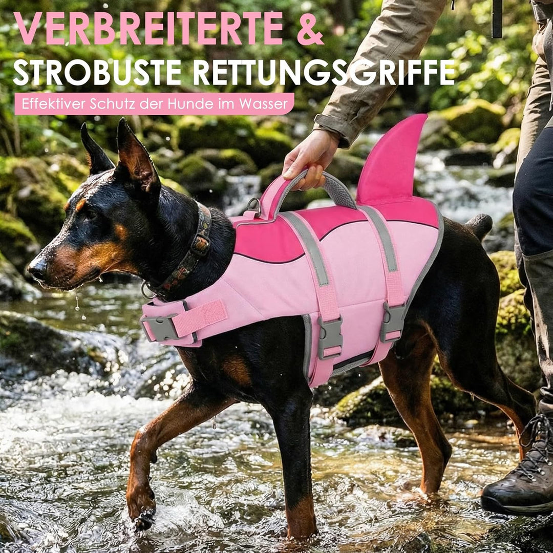 AOFITEE Schwimmweste Hund XS, Verstellbar Hundeschwimmweste Hai, Hoher Auftrieb Klein Hunde Schwimmw