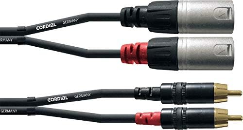 CORDIAL Kabel audio doppelt XLR male/Rca 3 m Kabel AUDIO Essentials RCA 3 M Single Noir, 3 M Single