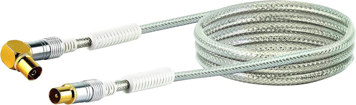 Schwaiger Premium Antennen Anschlusskabel 110 dB mit Ferritkern, 1,5m, transparent, IEC Stecker > 90