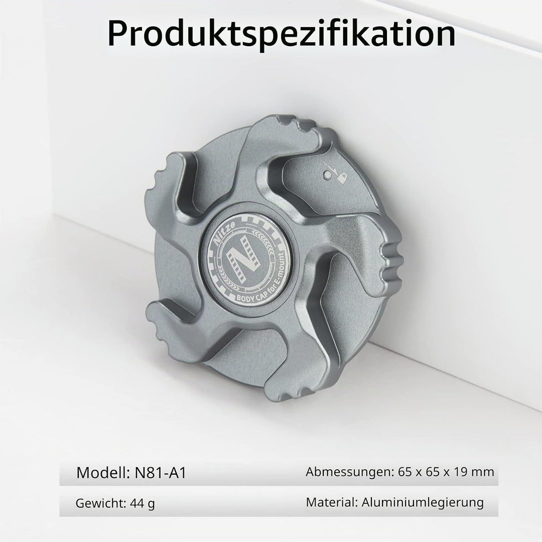 Nitze E Mount Camera Body Cap, E Mount Kamera Gehäusekappe aus Aluminiumlegierung für Sony FX3 / FX3