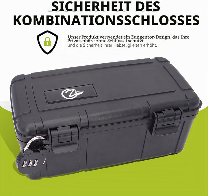 OZCHIN Schwarze Aufbewahrungsbox Robuster Aufbewahrungsbehälter mit Zahlenschloss ABS-Kunststoff-Auf