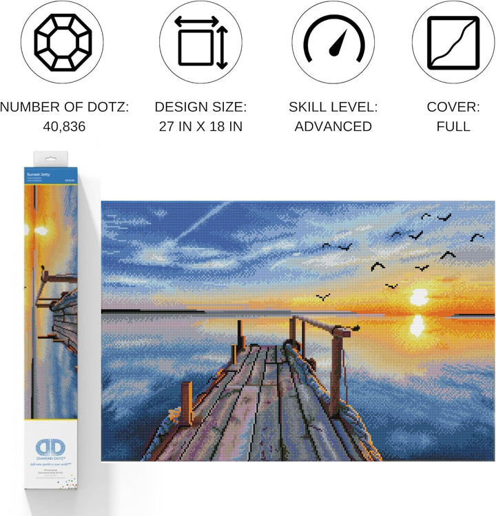 Diamond Dotz DD12-051 Sunset Jetty, ca. 71 x 47 cm gross, Diamond Painting, Malen mit Diamanten, fun