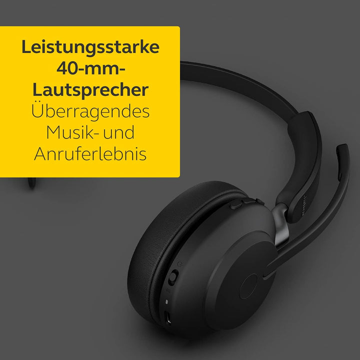 Jabra Evolve2 65 Wireless PC Headset – Noise Cancelling UC Certified Mono Headphones with Long-Lasti