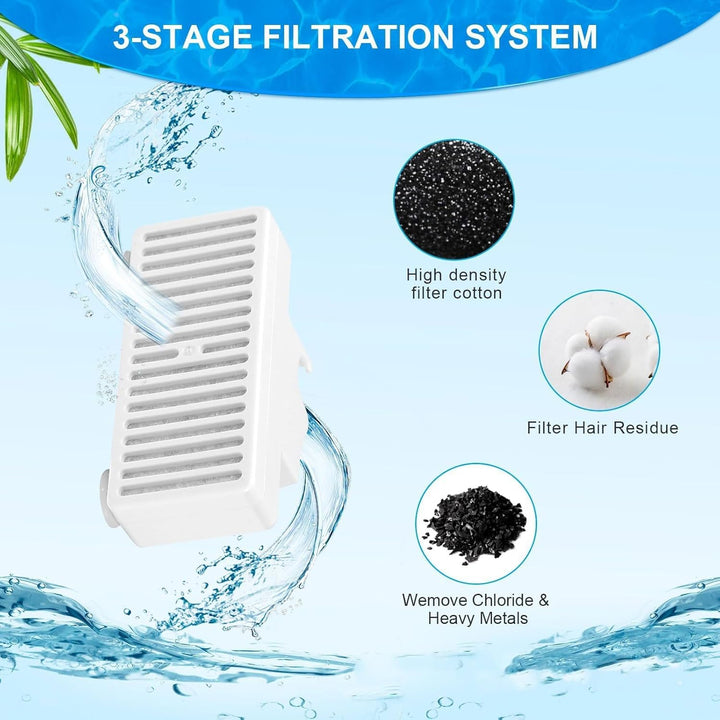 Ersatzfilter für Haustierbrunnen, Doppelfilter mit Schwämmen, T-Geformte Filter Pet Wasserbrunnen Fi