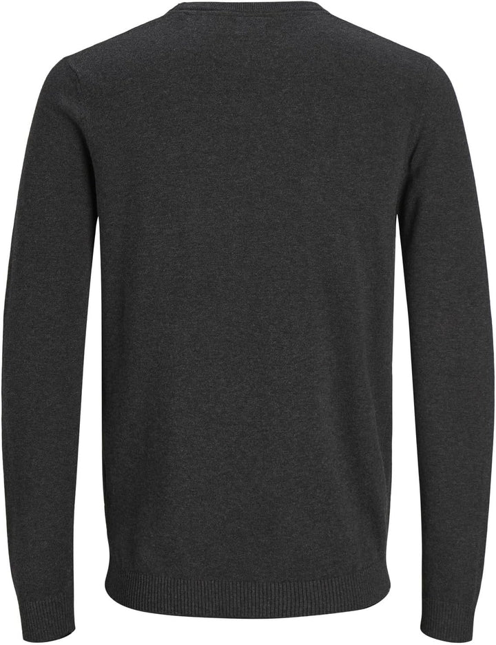 JACK & JONES Male Strickpullover mit Rundhals Einfarbig Strickpullover mit Rundhals Dark Grey Melang