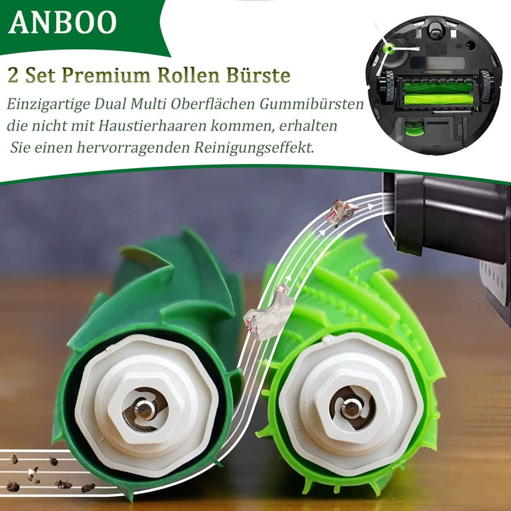 ANBOO 2 Set Premium Rollen Bürste Zubehör für Irobot Roomba E/I/J Serie I7 I7+ I3 I3+ I4 I4+ I6 I6+