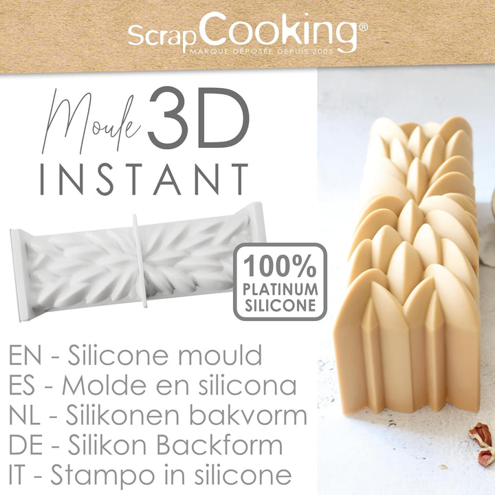 ScrapCooking - Instant 3D Silikonform - Kuchenform 25 x 8 x 8 cm - Professionelle Qualität – Gebäck