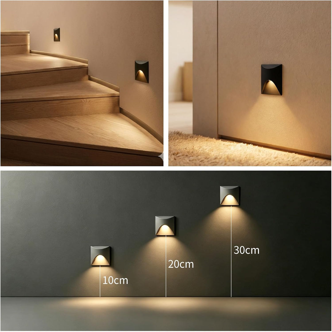 4Stk. LED Einbauleuchte für Treppenleuchte 3W, IP65 Wasserdichte Treppenbeleuchtung Treppen Licht St