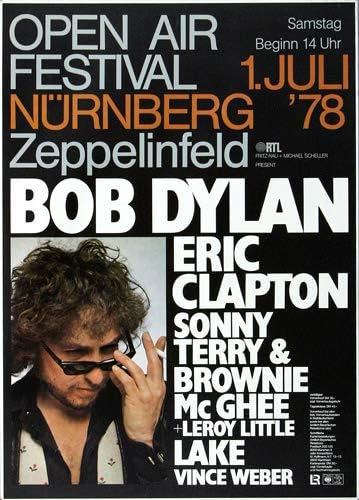 Bob Dylan and His Band - Open Air Festival, Nürnberg 1978 » Konzertplakat/Premium Poster | Live Konz