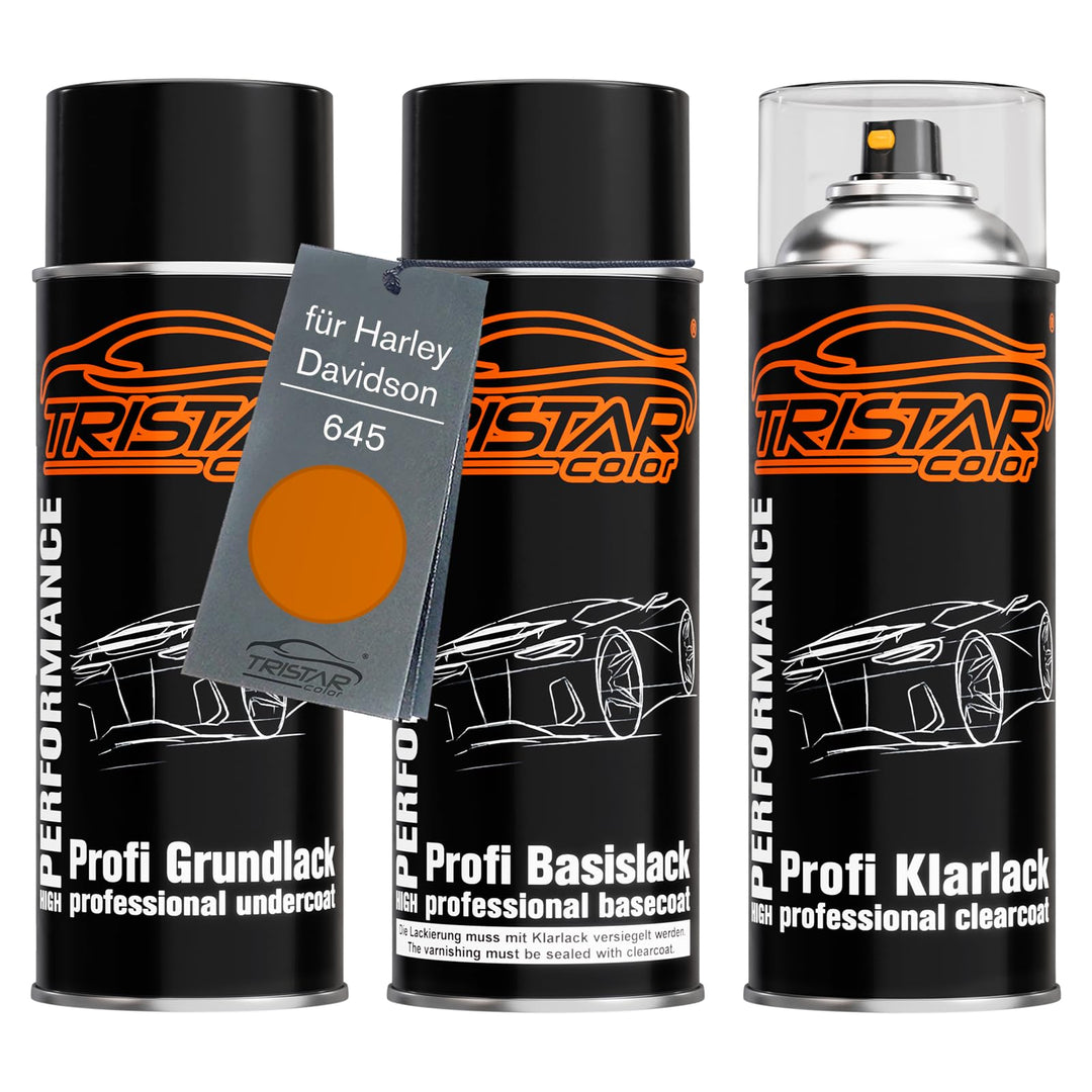 TRISTARcolor Motorradlack Spraydosen Set für Harley Davidson 645 Amber Whisky Perl Grundlack Basisla