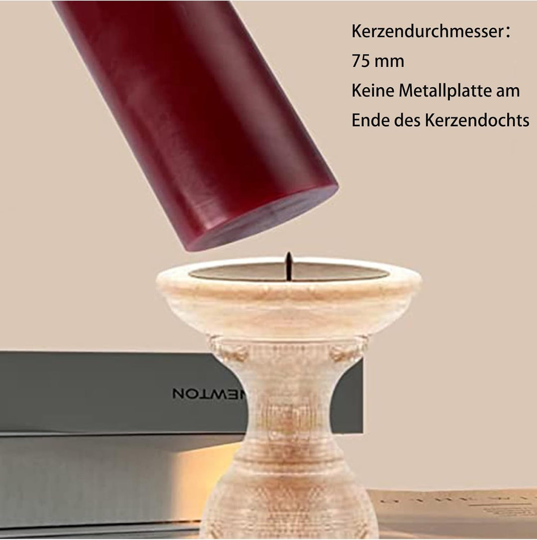 Memoward Stumpenkerzen Dunkelrot,Kerzen Gross 3er Set,Lange Brenndauer ca.75+ Std,Saubere Verbrennun