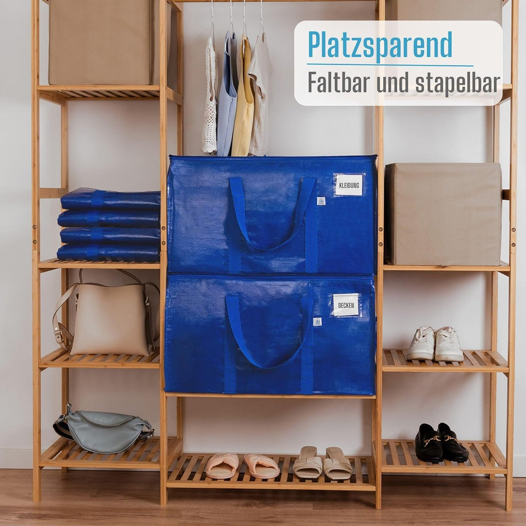 VENO 4 Stück extragrosse Umzugstaschen,Aufbewahrungstasche mit Reissverschlüssen und Tragegriffen, r