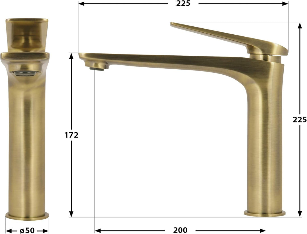 AquaSu 77005 7 Orva Waschtischarmatur, Bronze-Mittelhoch Bronze - Mittelhoch