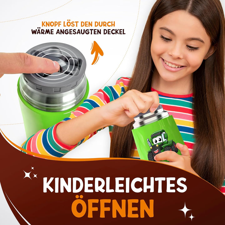 Thermobehälter für Essen Kinder – 500ml – 100% auslaufsicher - Warmhaltebehälter Essen Edelstahl – T